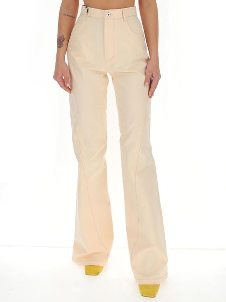 BOTTEGA VENETA Pink Denim Jeans with Front Button and Zip Closure - Wide Leg Model for Women (SS21)