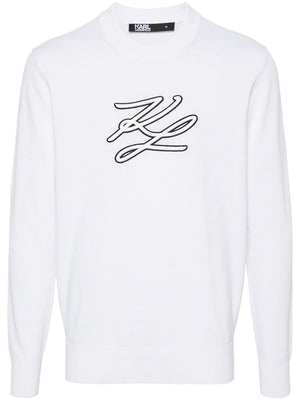 Áo len KARL LAGERFELD với hình thêu logo - Màu trắng
