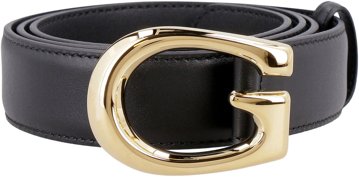 GUCCI Black Leather Belt for Men - SS22 Collection