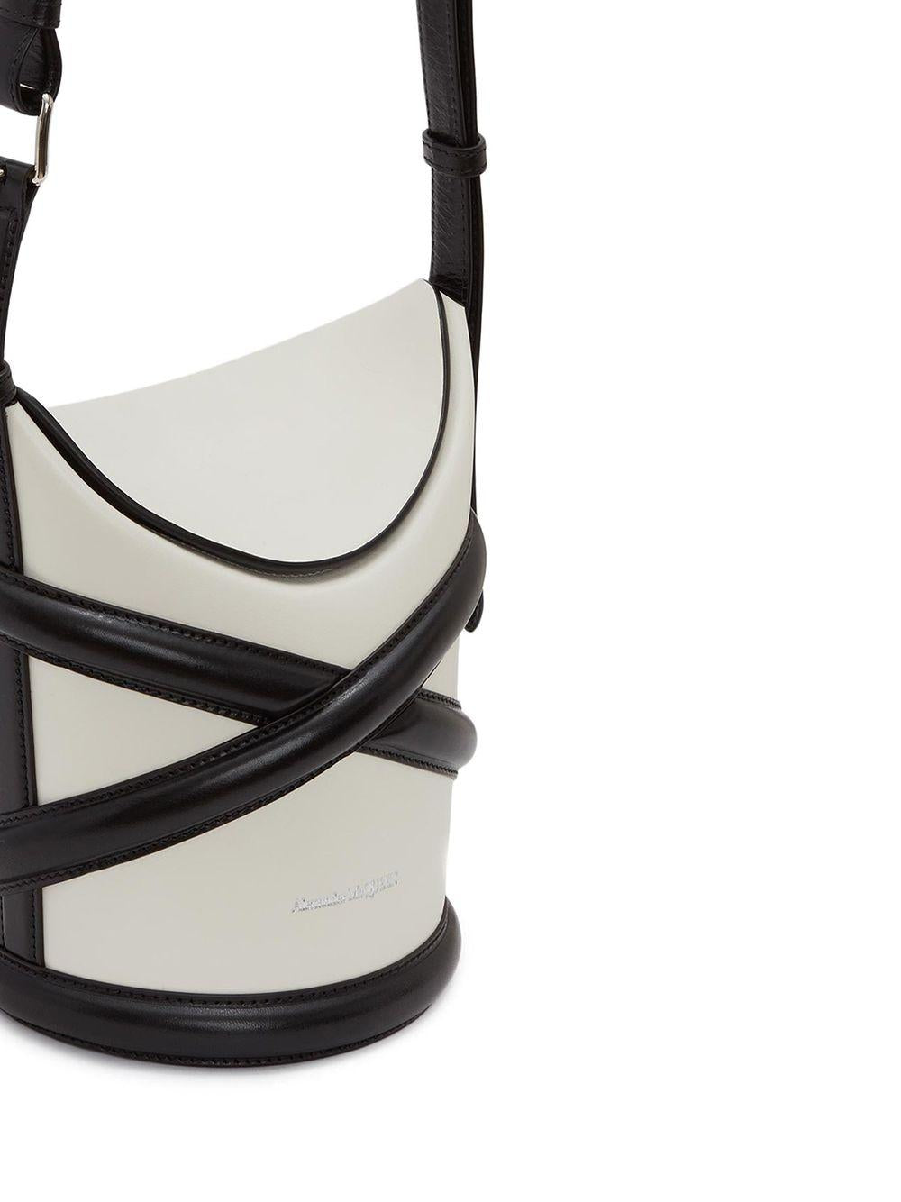 The Curve Small Shoulder and Crossbody Bag in Soft Ivory and Black