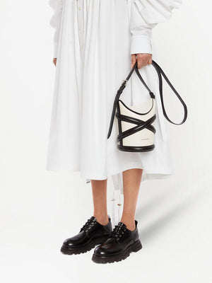 The Curve Small Shoulder and Crossbody Bag in Soft Ivory and Black