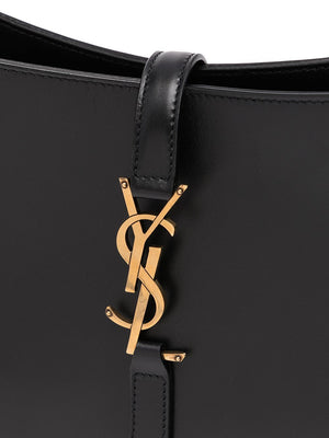 SAINT LAURENT Effortless Sophistication Leather Logo Plaque Shoulder Handbag