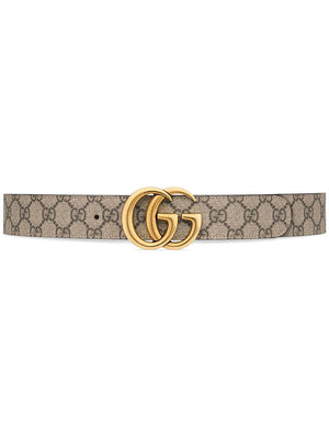 GUCCI Reversible Leather and Fabric Belt - 3.5 cm Height