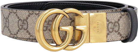 Reversible Belt - Gold-Tone Buckle, GG Supreme Fabric and Smooth Leather, 3 cm Belt Height