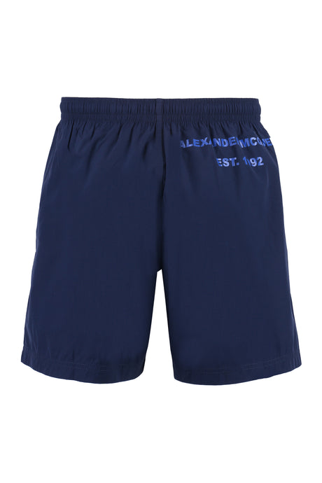 Men's SS23 Navy Blue Graffiti Shorts by Alexander McQueen