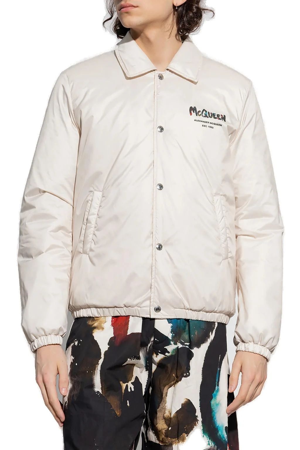 ALEXANDER MCQUEEN Stone/Mixed Color Graffiti Blouson Jacket for Men - SS23 Collection