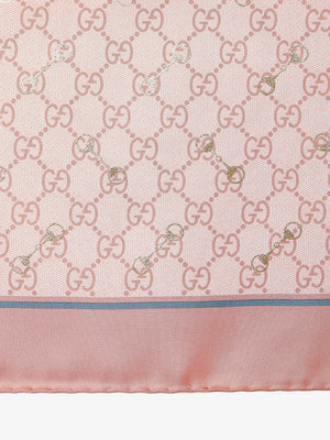 GUCCI Elegant Pink Silk Scarf 90x90 cm with Signature Prints