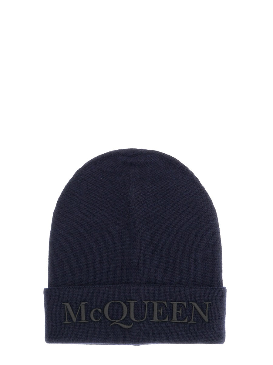 ALEXANDER MCQUEEN Ribbed Knit Logo Hat for Men - FW22 Collection