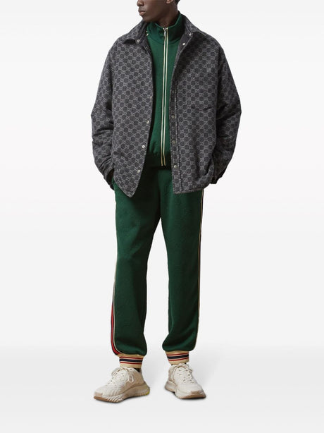 GUCCI Men's Jacquard Logo Motif Trousers with Drawstring Waist