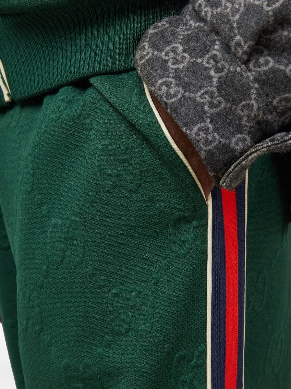 GUCCI Men's Jacquard Logo Motif Trousers with Drawstring Waist