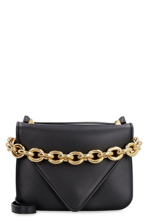 BOTTEGA VENETA Black Leather Envelope Handbag for Women - Smooth Calfskin, Gold-Tone Hardware, Adjustable Strap - FW21