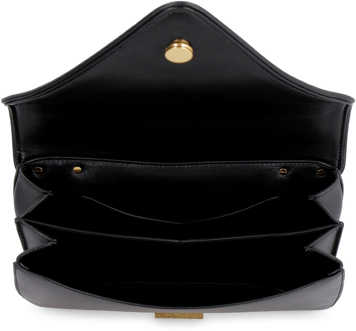 BOTTEGA VENETA Black Leather Envelope Handbag for Women - Smooth Calfskin, Gold-Tone Hardware, Adjustable Strap - FW21