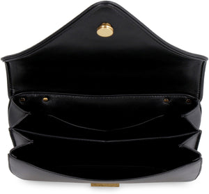 BOTTEGA VENETA Black Leather Envelope Handbag for Women - Smooth Calfskin, Gold-Tone Hardware, Adjustable Strap - FW21