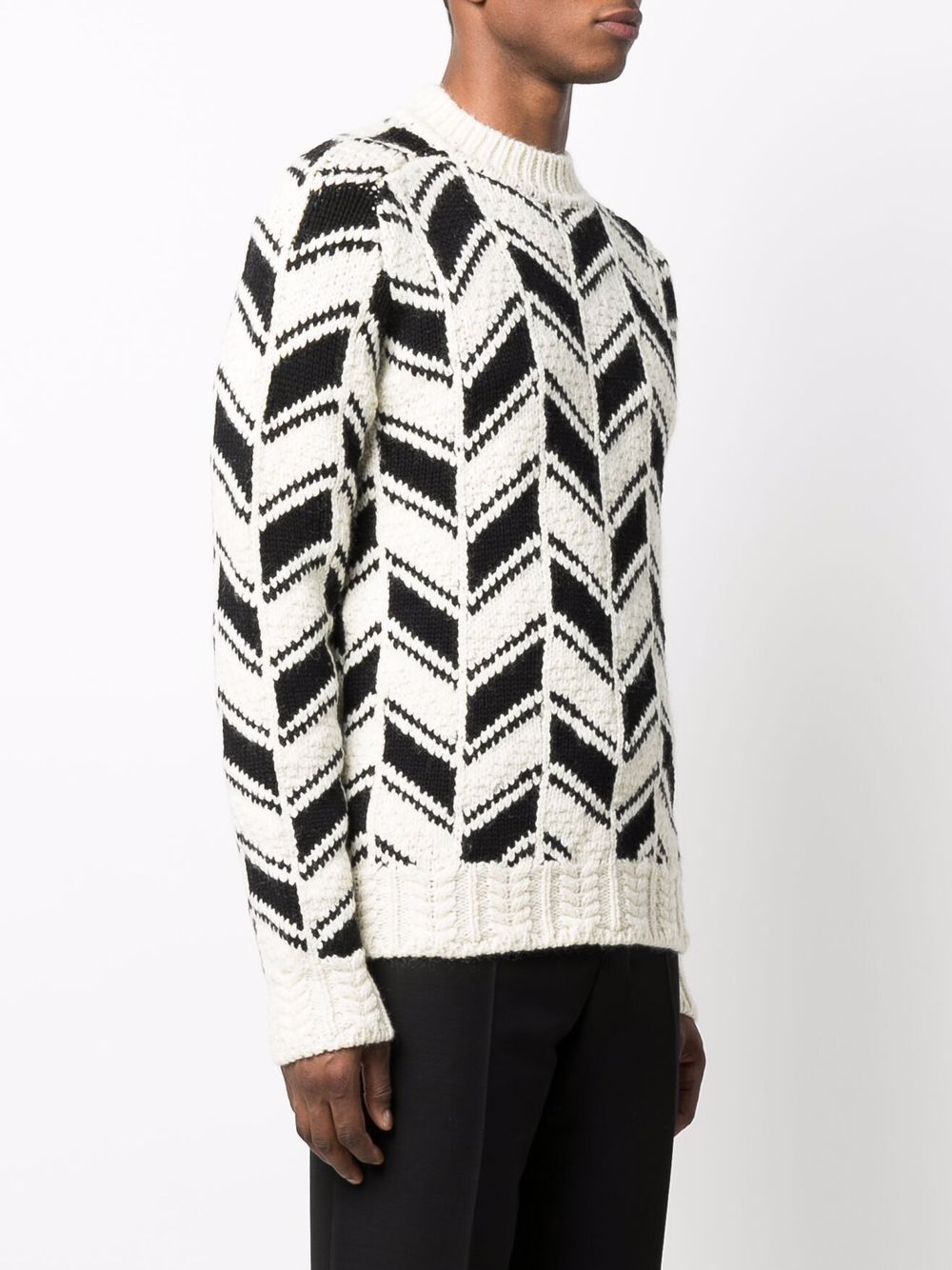 SAINT LAURENT Men's Round Neck Sweater with Hammer Sleeves - FW21 Collection