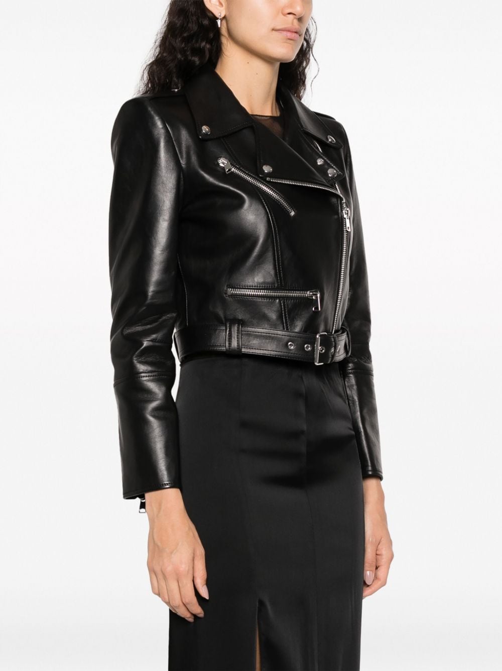 ALEXANDER MCQUEEN Women's Mini Cropped Biker Jacket