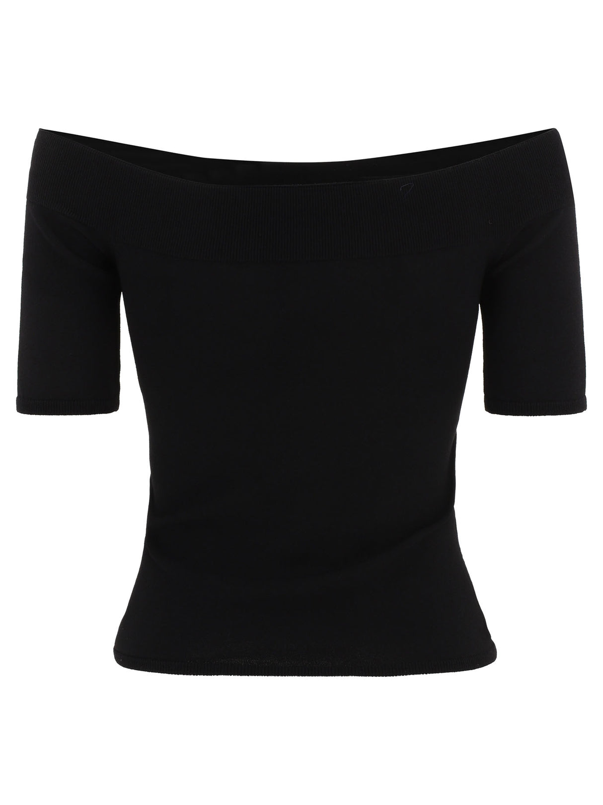 ALEXANDER MCQUEEN Boat-Neck Top for Women in Black - Slim Fit, Ribbed Collar, Hem and Cuffs