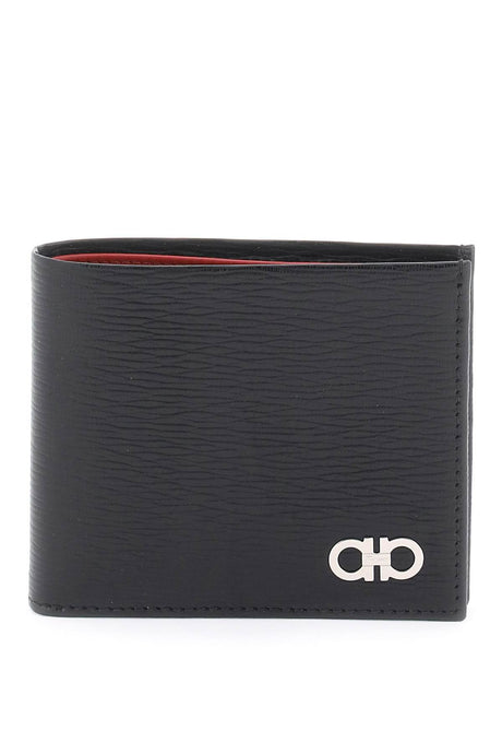 FERRAGAMO Men's Gancini Hook Bifold Wallet in Textured Leather for SS24