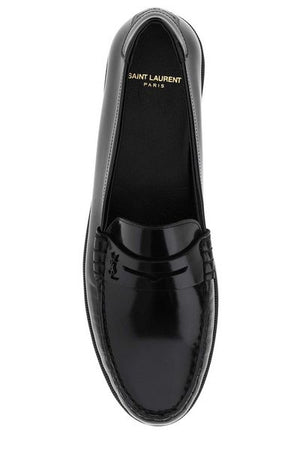 SAINT LAURENT Black Patent Leather Loafer for Men - SS24 Collection