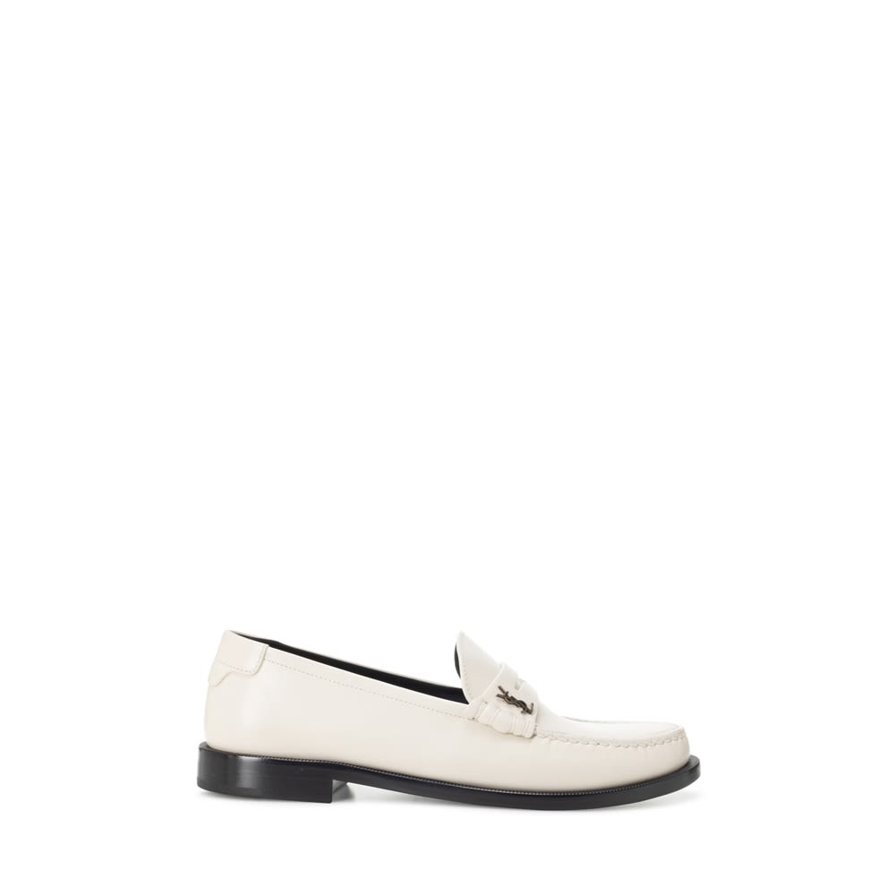 SAINT LAURENT Women's Leather Loafers - Neutral Moccasins for SS24