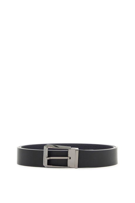 FERRAGAMO Dual-Texture Reversible Leather Belt with Square Buckle – Size 105