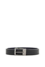 FERRAGAMO Dual-Texture Reversible Leather Belt with Square Buckle – Size 105