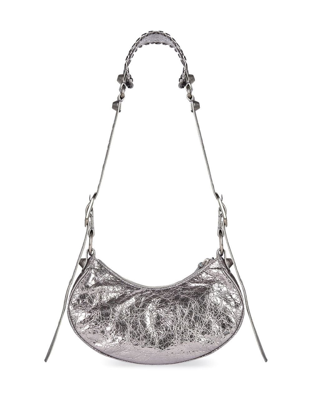 BALENCIAGA Silver Mini Charm Crossbody Bag