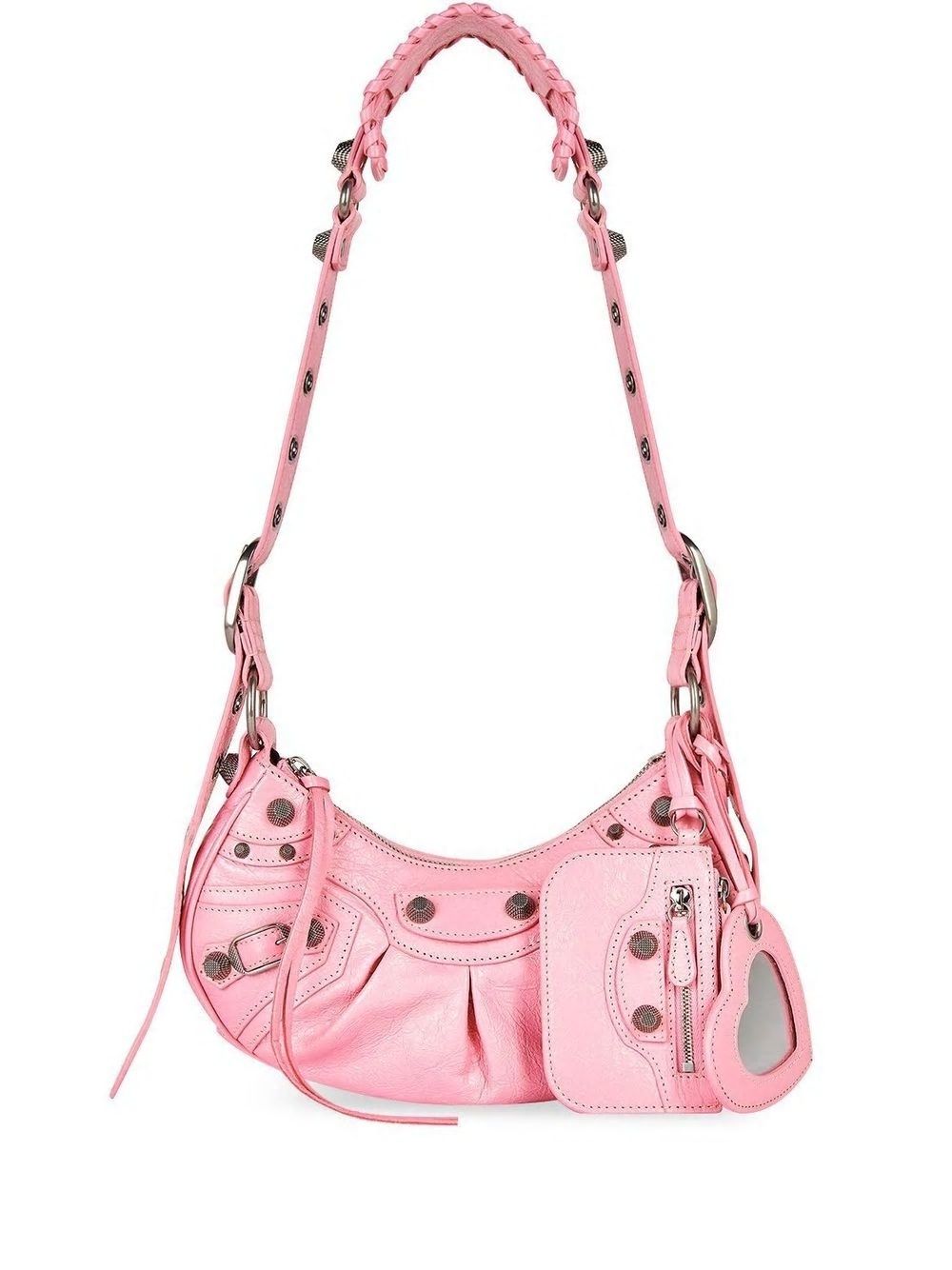 BALENCIAGA Studded Leather Crossbody Handbag in Pink for Women