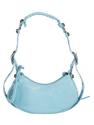 BALENCIAGA Clear Blue Woven Leather Shoulder Handbag for Women