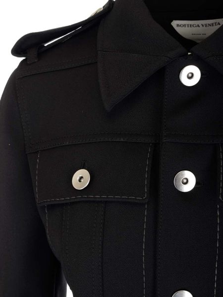 BOTTEGA VENETA Luxurious Black Stretch Wool Minidress for Women - FW21 Collection