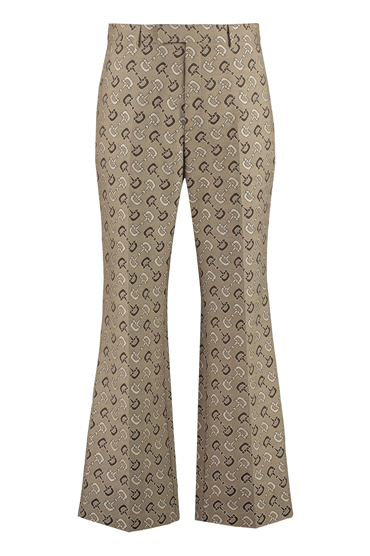 GUCCI Beige and Brown Maxi Horsebit Trousers for Men