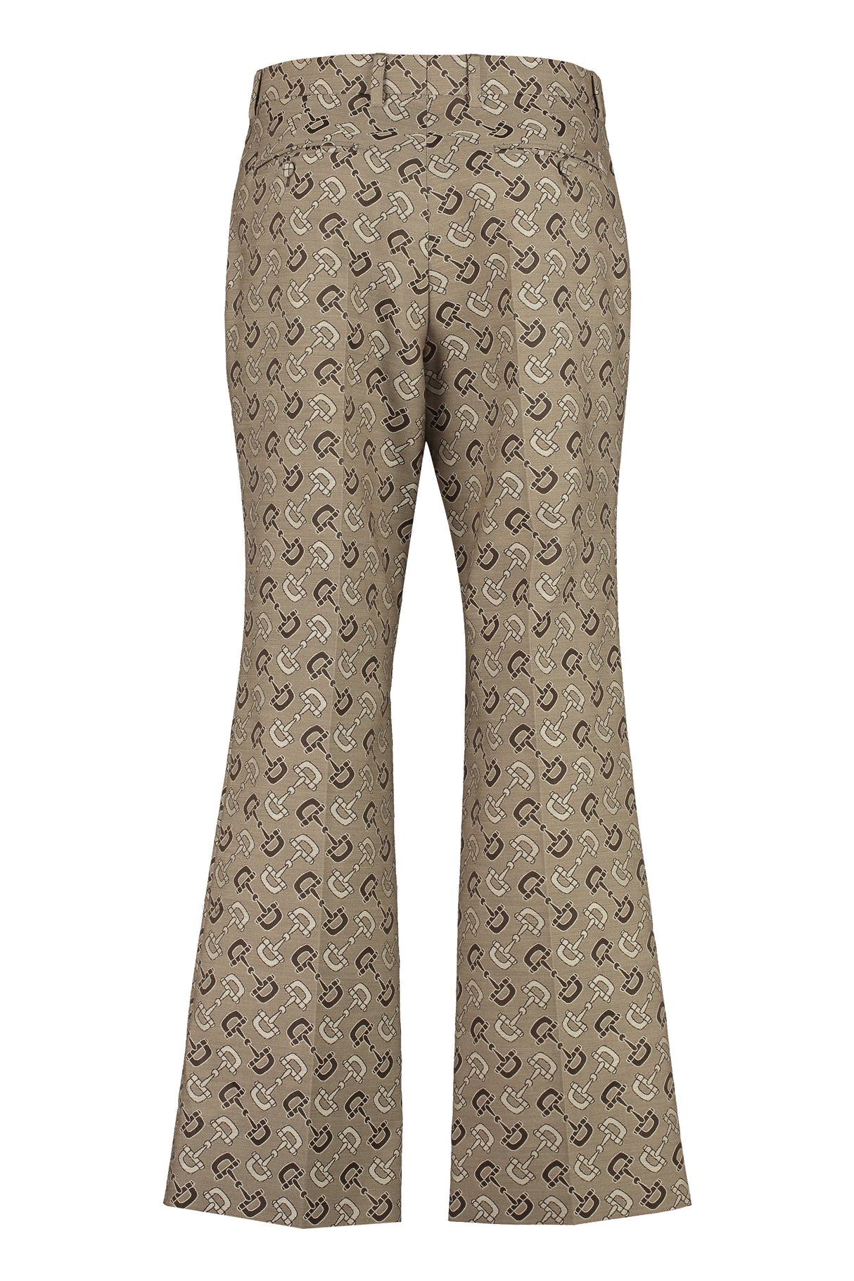 GUCCI Beige and Brown Maxi Horsebit Trousers for Men