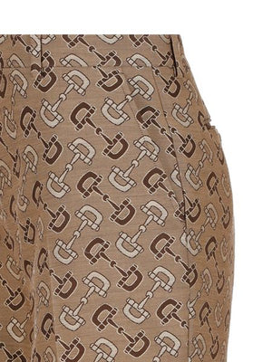 GUCCI Beige and Brown Maxi Horsebit Trousers for Men