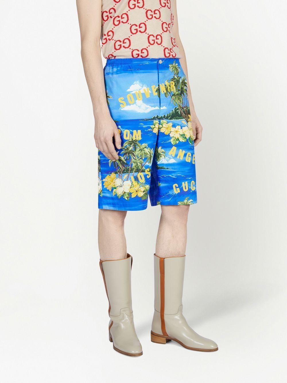 GUCCI Blue and Yellow Ocean Palms Short Pants for Men