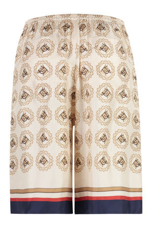 GUCCI Ivory Printed Silk Shorts for Men - FW23 Collection