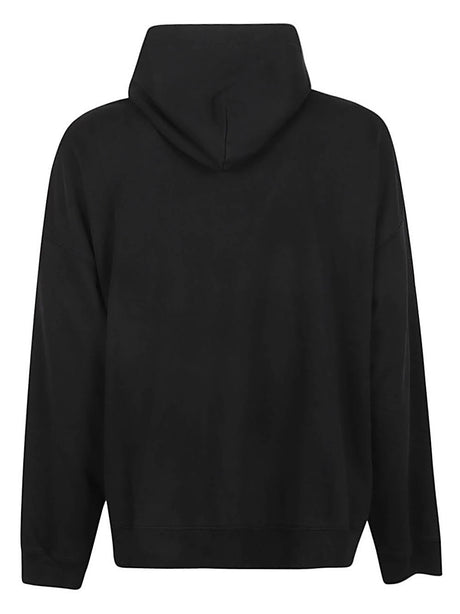 BALENCIAGA Black Oversized Unisex Hooded Sweatshirt with Logo Detail