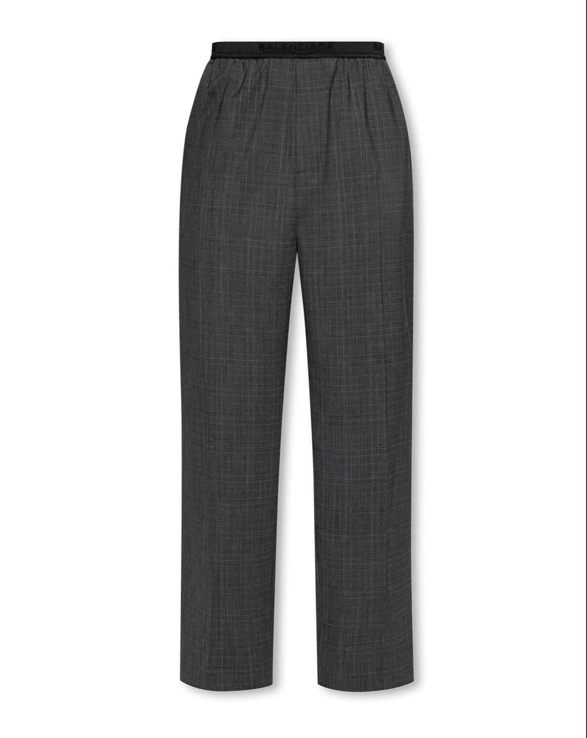 BALENCIAGA Luxurious Grey Checkered Trousers for Effortless Style and Comfort