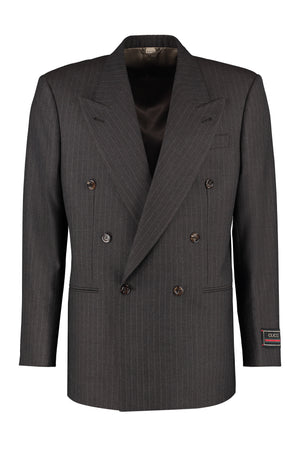 GUCCI Men's Gray Double-Breasted Wool Jacket for SS22