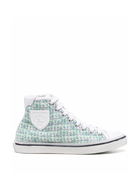 SAINT LAURENT Tweed Logo Patch Sneakers for Women