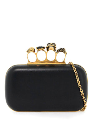 ALEXANDER MCQUEEN Mini Four Ring Leather Skull Clutch