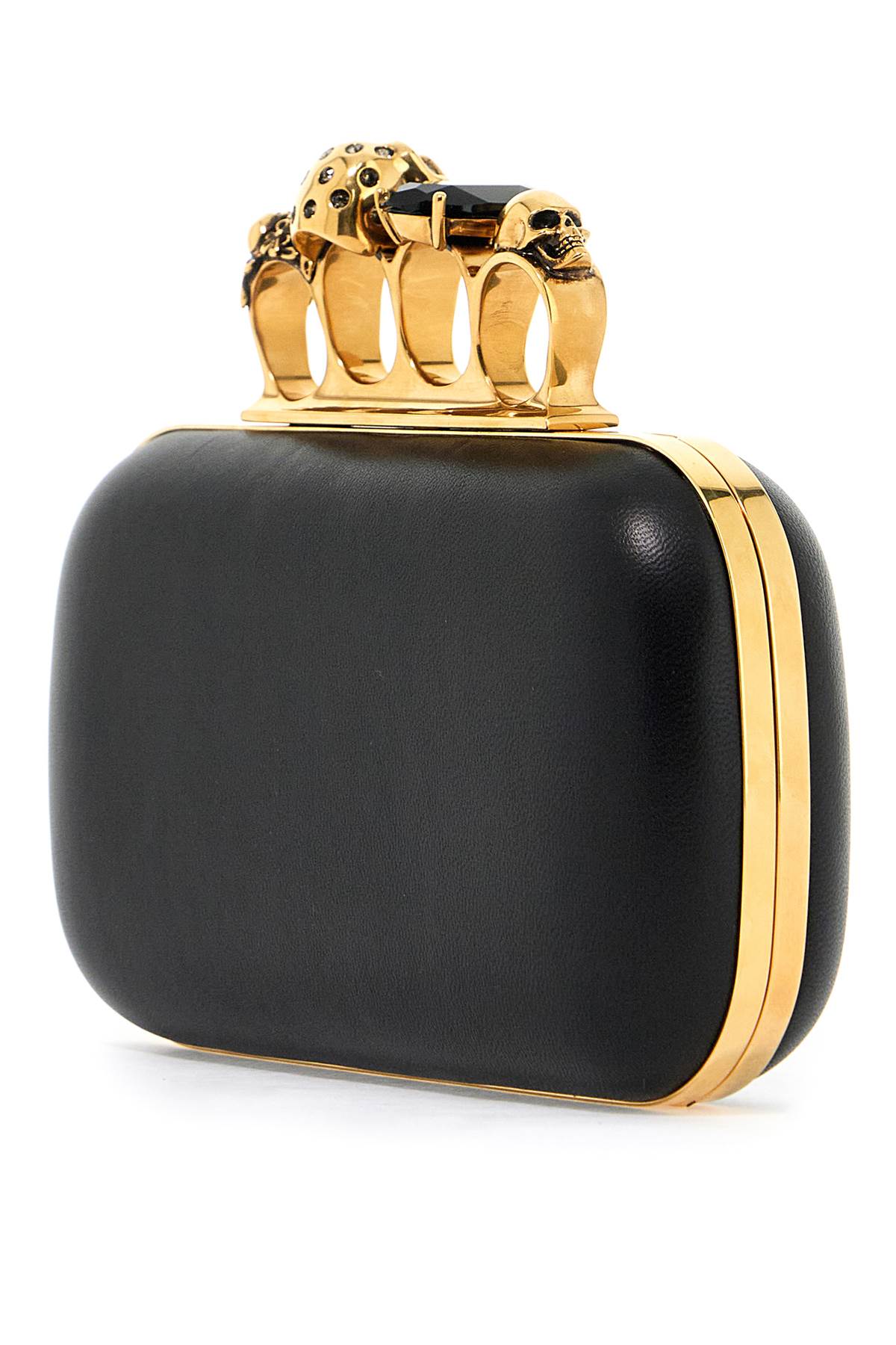 ALEXANDER MCQUEEN Mini Four Ring Leather Skull Clutch