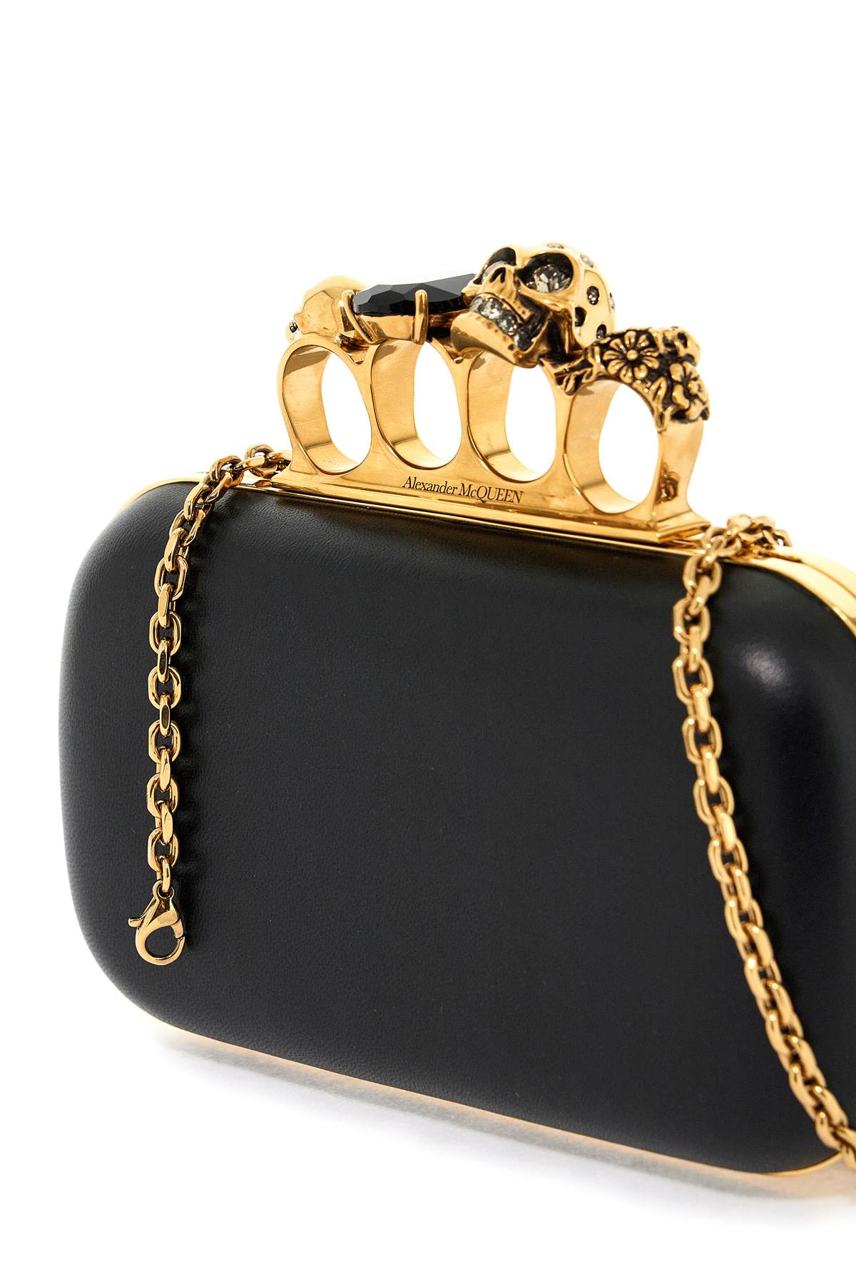 ALEXANDER MCQUEEN Mini Four Ring Leather Skull Clutch