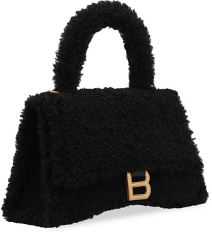 BALENCIAGA Black Faux Shearling Hourglass Handbag for Women