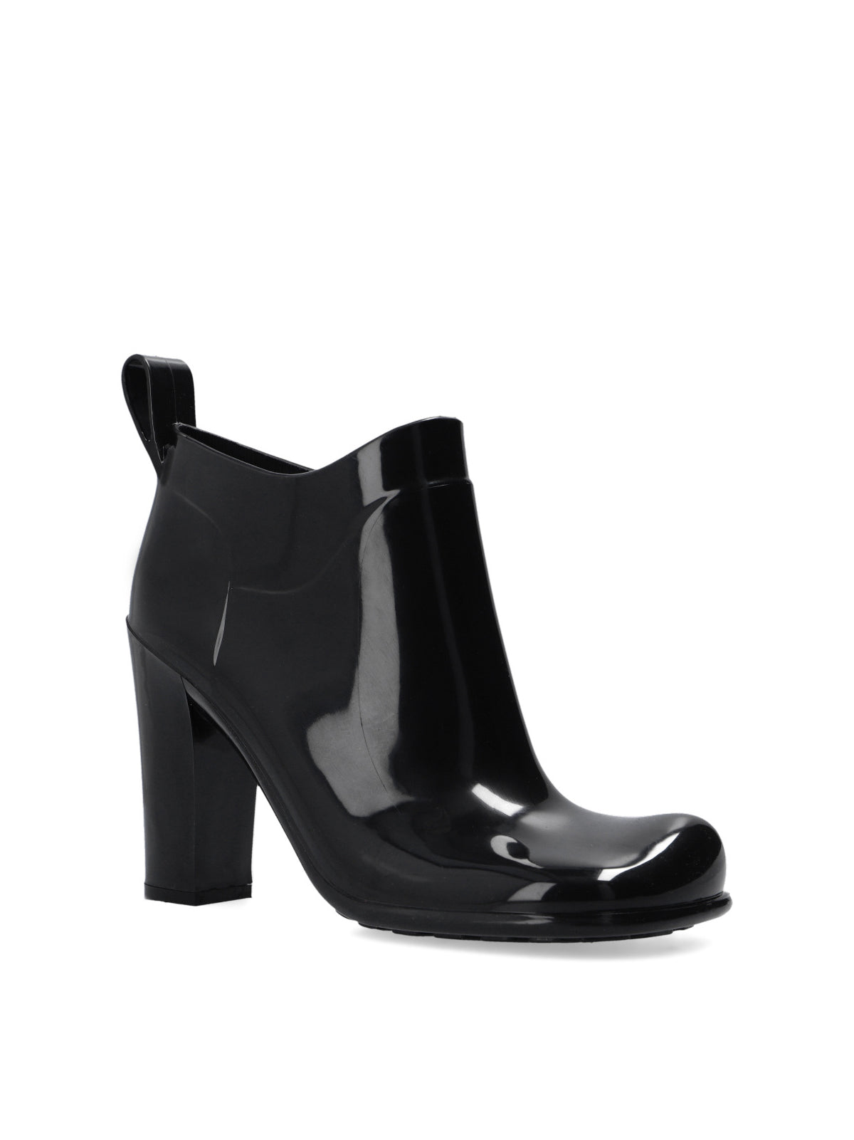 BOTTEGA VENETA Glossy Square Toe Ankle Boots with 9 cm Heel