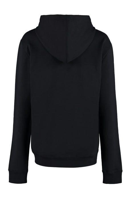 SAINT LAURENT Organic Cotton Hoodie with Ribbed Cuffs and Lower Edge for Women