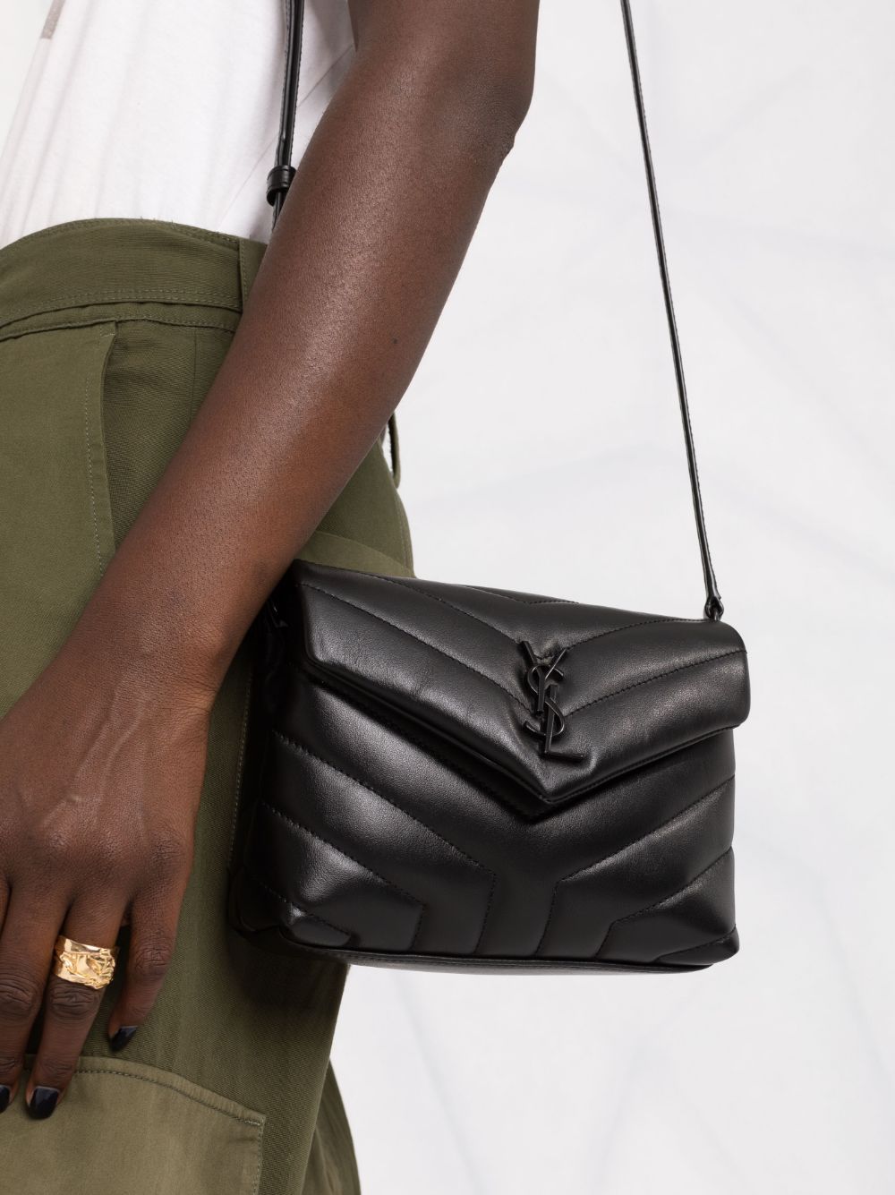 Black Leather Toy Loulou Matelassé Shoulder Bag
