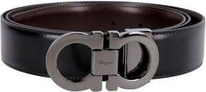 Ferragamo Reversible Leather Belt with Gancini Hook Buckle (8.5x4.5 cm)