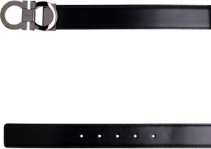 Ferragamo Reversible Leather Belt with Gancini Hook Buckle (8.5x4.5 cm)