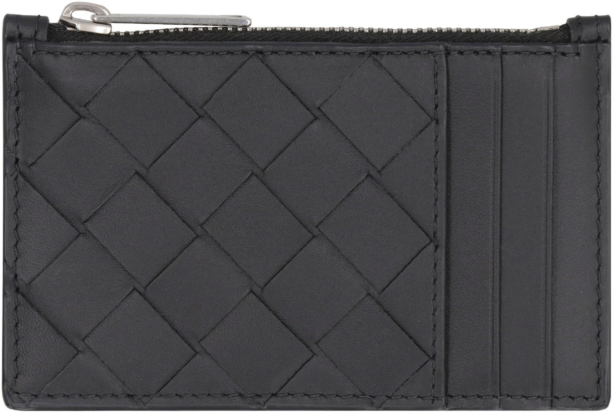 BOTTEGA VENETA Classic Black Leather Card Holder for Men