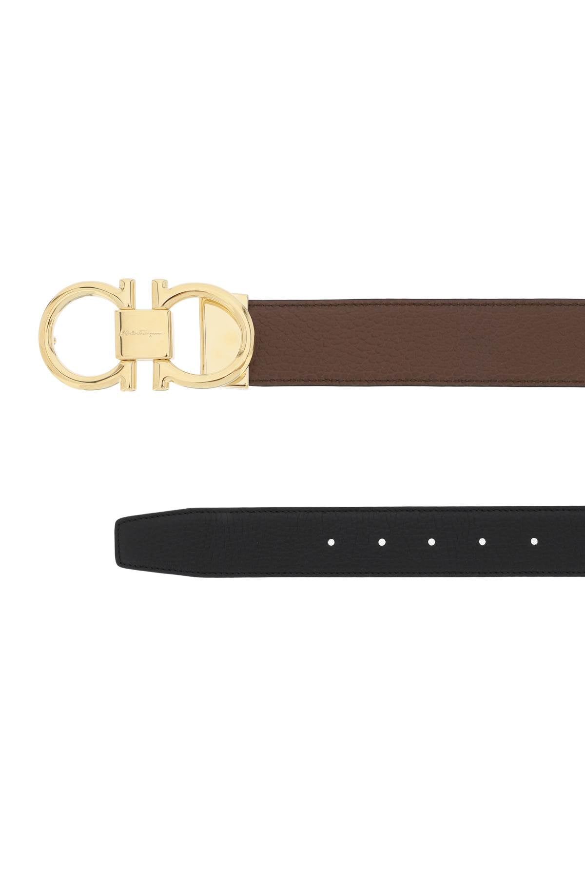 FERRAGAMO Reversible Gancini Hook Leather Belt