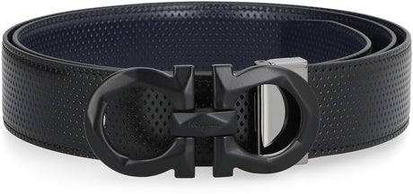 Ferragamo Reversible Leather Belt with Metal Buckle - 3.5 cm Height